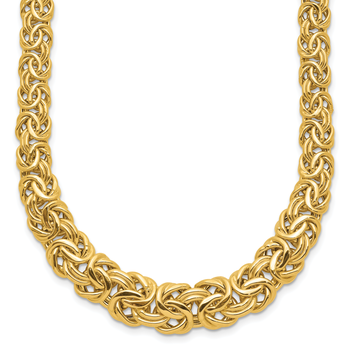 14k Fancy Graduated 7-12mm Flat Byzantine 17.5 inch Necklace