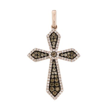 Cinnamon Dulce™ 14K Rose Gold Pave Set Cognac Gothic Style White Rails Diamond & Cognac 0.65 Ctw