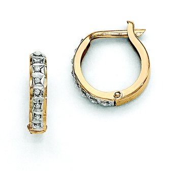 14k Diamond Fascination Round Hinged Hoop Earrings