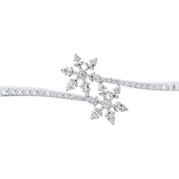 Diamond Frost™ 14k White Gold Snowflake Bypass with Diamond Reverse Taper Hinged Bangle Diamond 0.85 Ctw