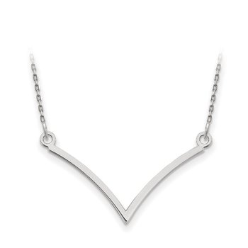 14k White Gold Polished 18 inch V-Necklace
