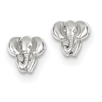 14k White Gold Elephant Earrings