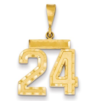 14k Medium Diamond-cut Number 24 Charm