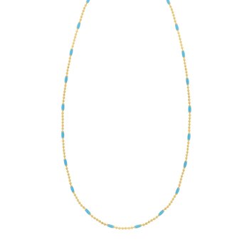 Silver Plated Enamel Beaded Chain Necklace