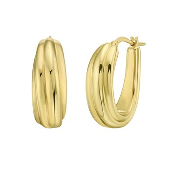 14K Ribbed Hoops