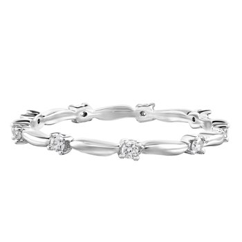 TriUnity™ 14K Yellow Gold Stackable Evenly Spaced Prong Set Diamond With Polished Between 0.10 Ctw
