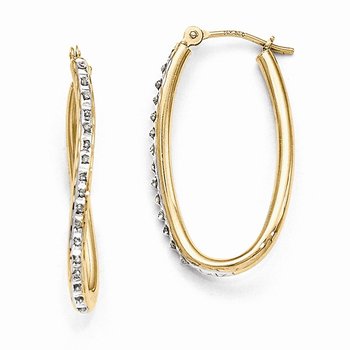 14k Diamond Fascination Oval Twist Hoop Earrings