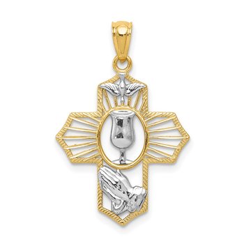 14k w/Rhodium Cross Pendant