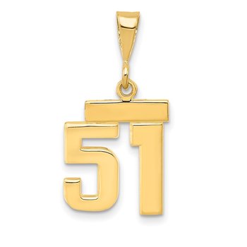 14k Small Polished Number 51 Charm
