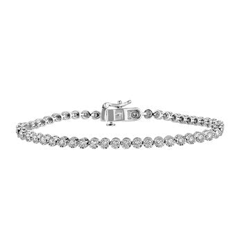 10K White Gold Miracle Plate Set Diamond Tennis Style Diamond Bracelet 1.00 Ctw