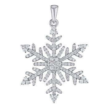 Diamond Frost™ 14k White Gold Ornate Diamond Set Snowflake Pendant Diamond 0.50 Ctw