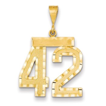 14k Large Brushed Diamond-cut Number 42 Charm
