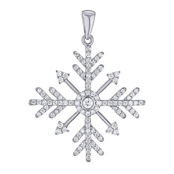 Diamond Frost™ 14k Yellow Gold Diamond Set Snowflake Polished Bail Pendant Diamond 0.50 Ctw