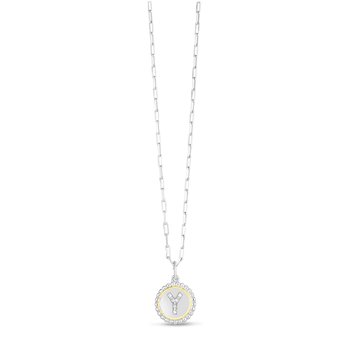 18K & Sterling Silver 20in Diamond Cut/ Textured Necklace with Pear Shaped Lobster Clasp