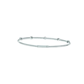 14K Yellow Gold SIngle Row Flexible 5 Round Prong Set Stations Bangle Diamond 0.15 Ctw