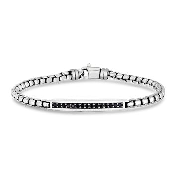 Sterling Silver 8.25in Oxidized Polished Bracelet with Lobster Clasp