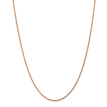 14K Rose Gold 10 inch 1.8mm Diamond-cut Man Made Rope with Lobster Clasp Anklet
