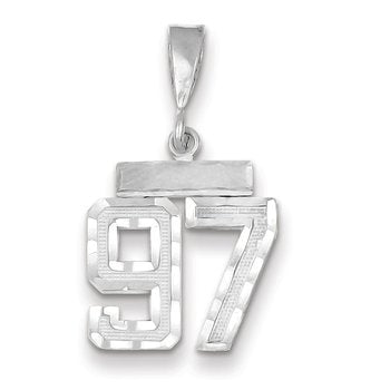 14kw Small Brushed Diamond-cut Number 97 Charm