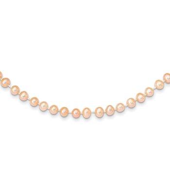14k 5-6mm Pink Near-Round Freshwater Cultured Pearl 16 inch Necklace