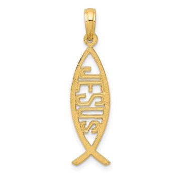 14K Ichthus Fish W/ JESUS Pendant
