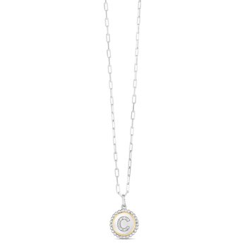 18K & Sterling Silver 20in Diamond Cut/ Textured Necklace with Pear Shaped Lobster Clasp