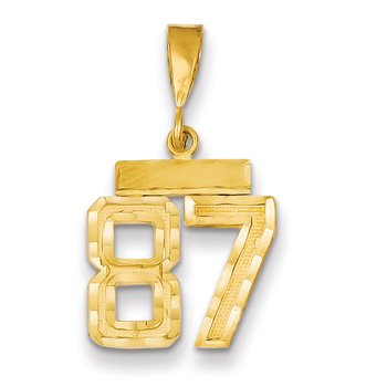14k Small Brushed Diamond-cut Number 87 Charm