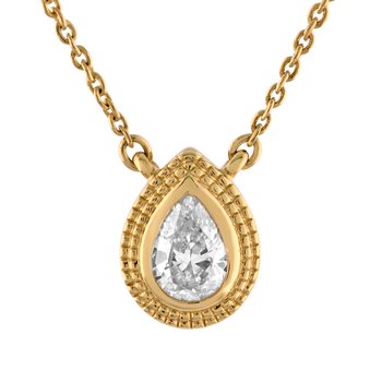 Textura™ 14K Yellow Gold Bezel Set Pear Shape Solitaire Textured Surround Diamond 0.25 Ctw