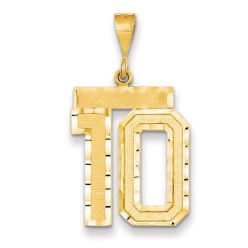 14k Large Brushed Diamond-cut Number 10 Charm