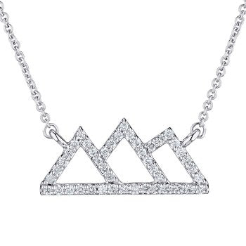 Diamond Peak™ 14K White Gold Necklace 3 Peak Pave Set Cutout Mountains Diamond 0.25 Ctw