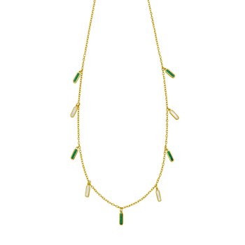 14K Malachite & MOP Inlay Station Necklace