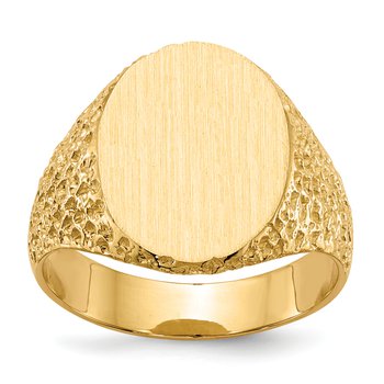 14k 13.0x17.0mm Closed Back Mens Signet Ring