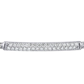 14K White Gold Flexible with Diamond Section in Front Bangle Diamond 0.75 Ctw