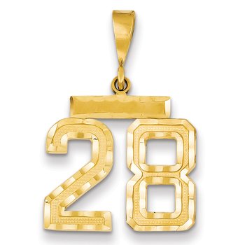 14k Medium Diamond-cut Number 28 Charm