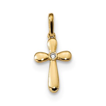 14k Childrens CZ Cross Pendant
