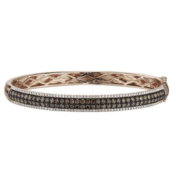 Cinnamon Dulce™ 14K Rose Gold Pave Set Cognac Center With White Rails Diamond & Cognac 2.75 Ctw