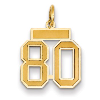 14k Small Satin Number 80 Charm