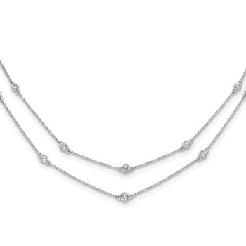 14k White Gold Complete 1/2 carat Diamond Multi-Station Double Strand 18 inch Necklace