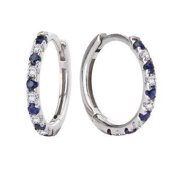 Diamond and Sapphire Huggie Fashion Earrings