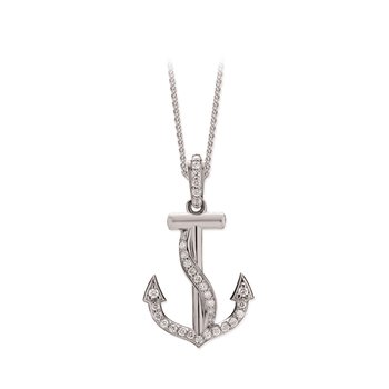 BluSea™ 14k Yellow Gold Pendant Anchor with Pave Set Curved Rope Diamond 1.00 Ctw
