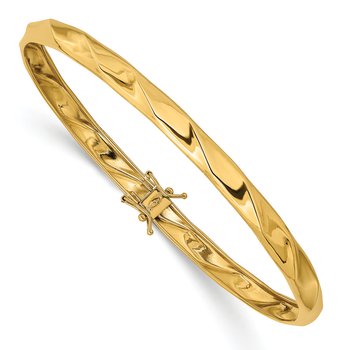 14k Polished Twisted 5.00mm Flexible Round Bangle Bracelet
