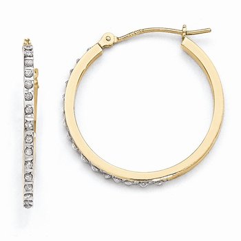 14k Diamond Fascination Round Hinged Hoop Earrings