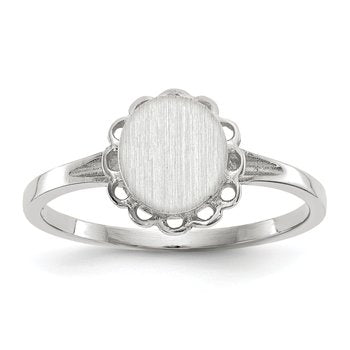 14k White Gold 6.5x7.0mm Open Back Signet Ring