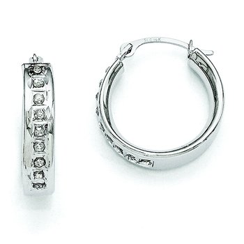 14k White Gold Diamond Fascination Round Hoop Earrings