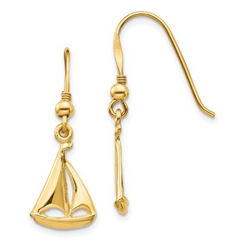 14K Sailboat Shepherd Hook Earrings