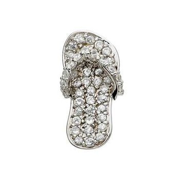 OCEANITY ™ 14k White Gold Pendant Pave Set Flip-Flop Hidden Bail Diamond 0.40 Ctw