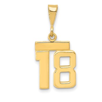 14k Small Polished Number 18 Charm