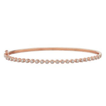 14K Yellow Gold Bezel Set Hinged 1/2 Bangle Diamond 0.40 Ctw