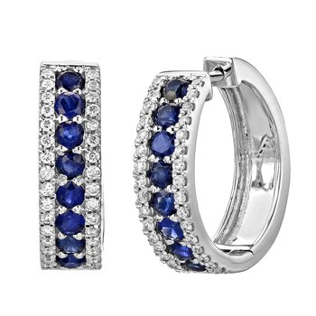 Majestic Gems™ 14k White Gold Color Center Bead Set with Diamond Rails Blue Sapphire & Diamond 2.25 Ctw