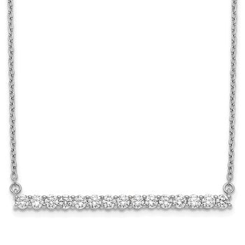 14k White Gold 1/10 carat Diamond Bar 18 inch Necklace