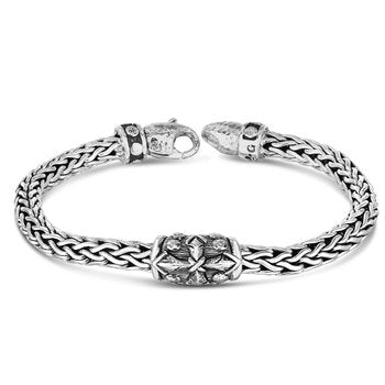 Sterling Silver 8.5in Diamond Cut/ Textured Bracelet with Lobster Clasp